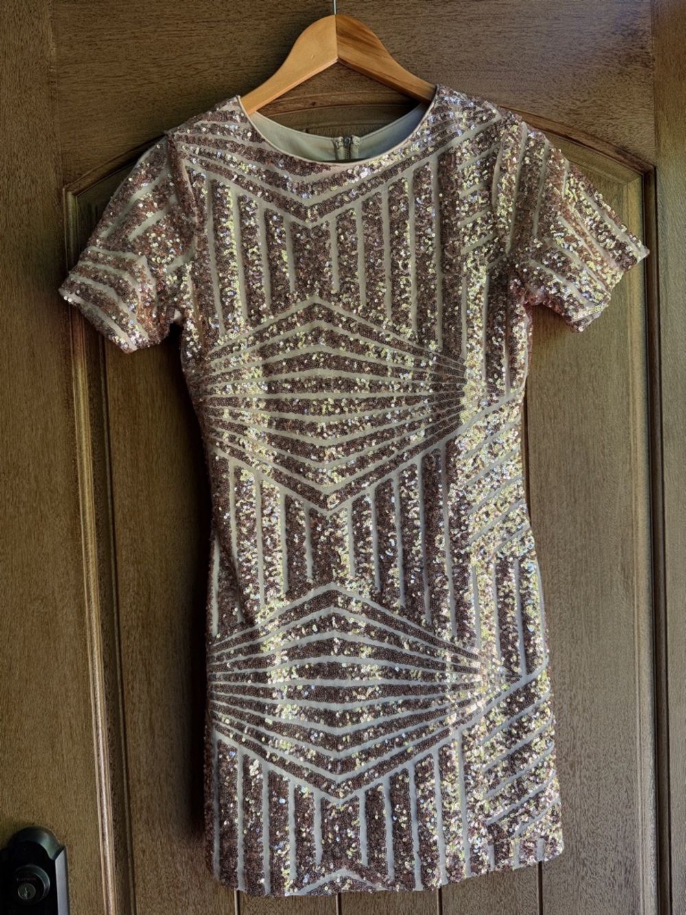 the clothing company Rose Gold Sequin Mini Dress